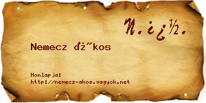 Nemecz Ákos névjegykártya